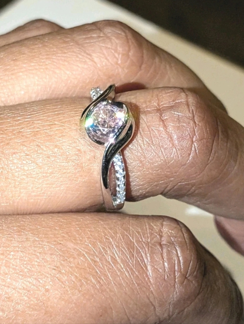 2Ct Round Cut Lab Created Pink Sapphire Minimalist Ring 14K White Gold Plated
